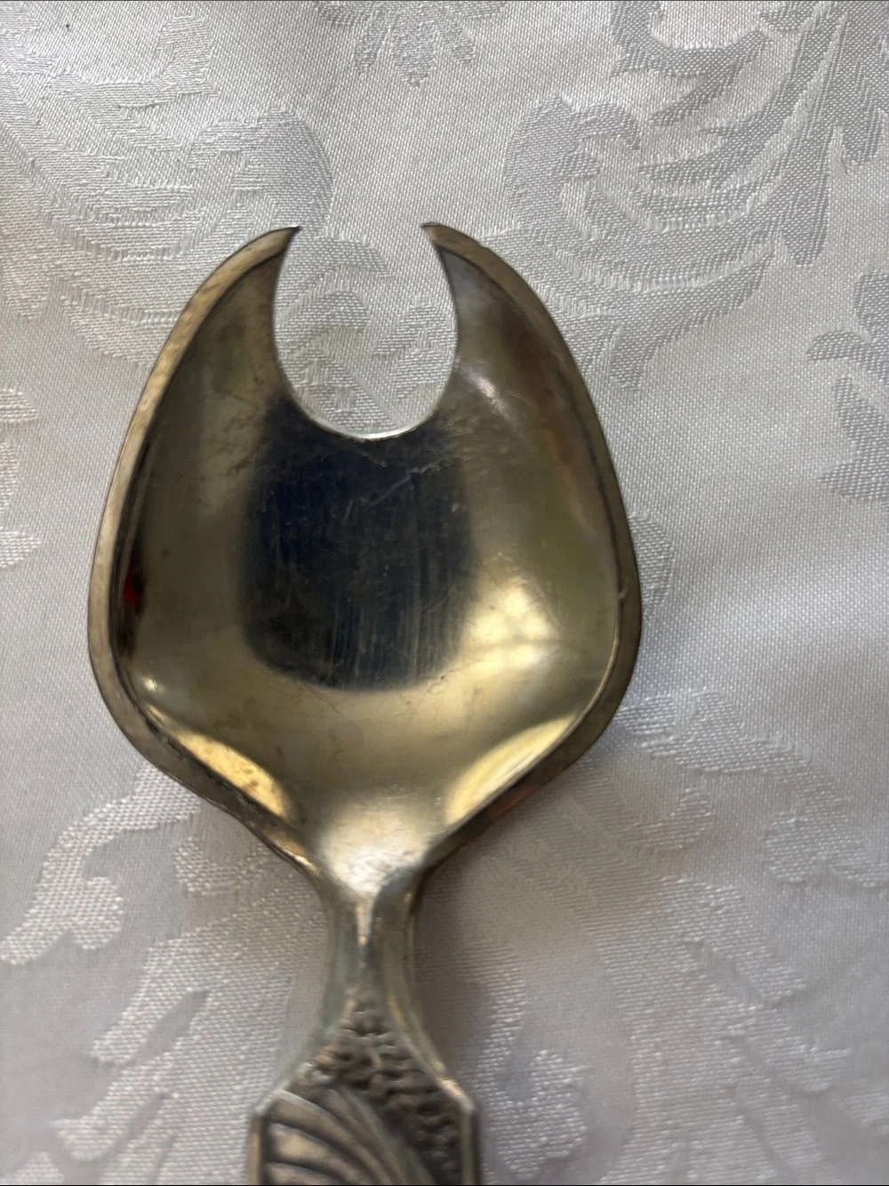Vtg Konge Tinn Norwegian Pewter Salad Serving Set Viking Heilag Olav Spoons
